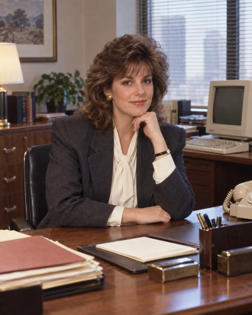 AI-created preview of a fictional adult in a professional 1986 office portrait